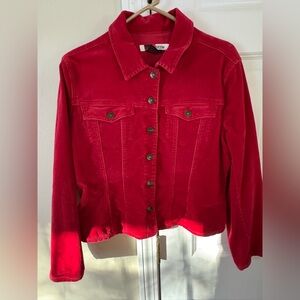 Red Cordoroy jacket.